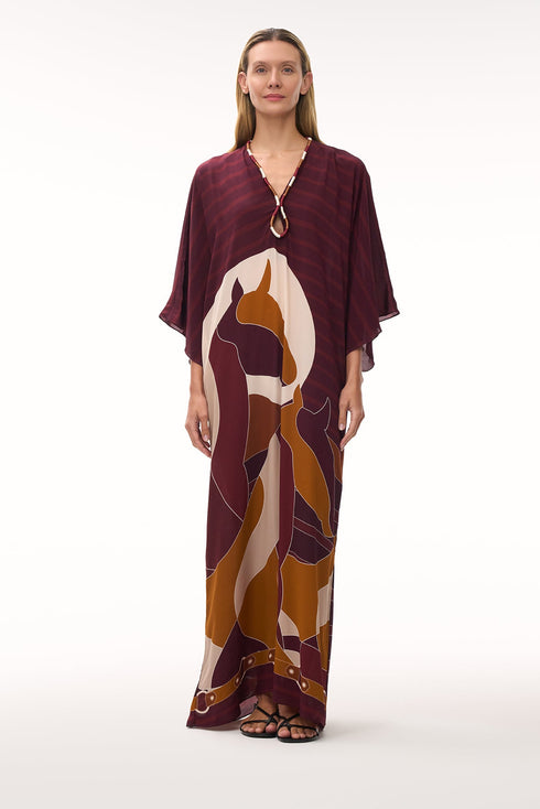 Andina Crepe Chine Tunic / Purple Horses
